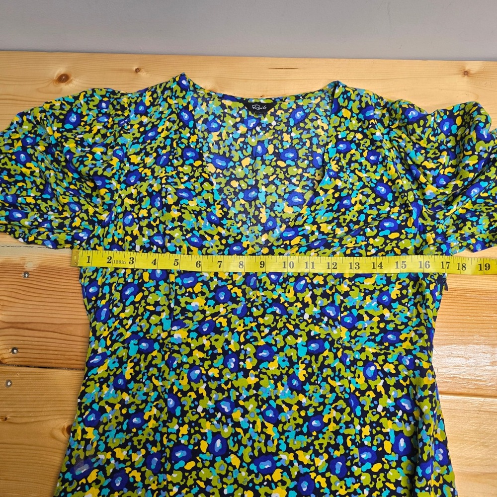 Rails Roma Dress Women S Blue Abstract Garden Rayon Puff Sleeve Mini Boho - Picture 12 of 15